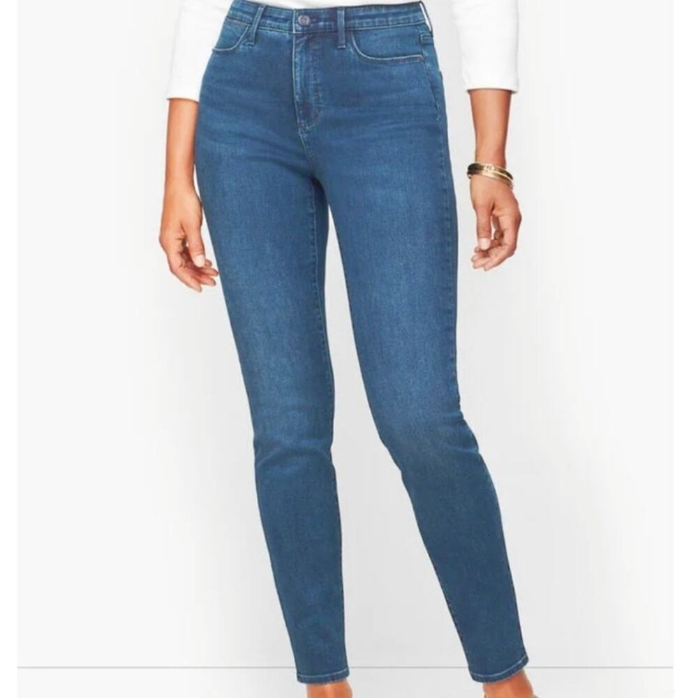 Talbots Flawless High Waist Skinny Ankle Jeans Women's Size 16 Petite mid wash